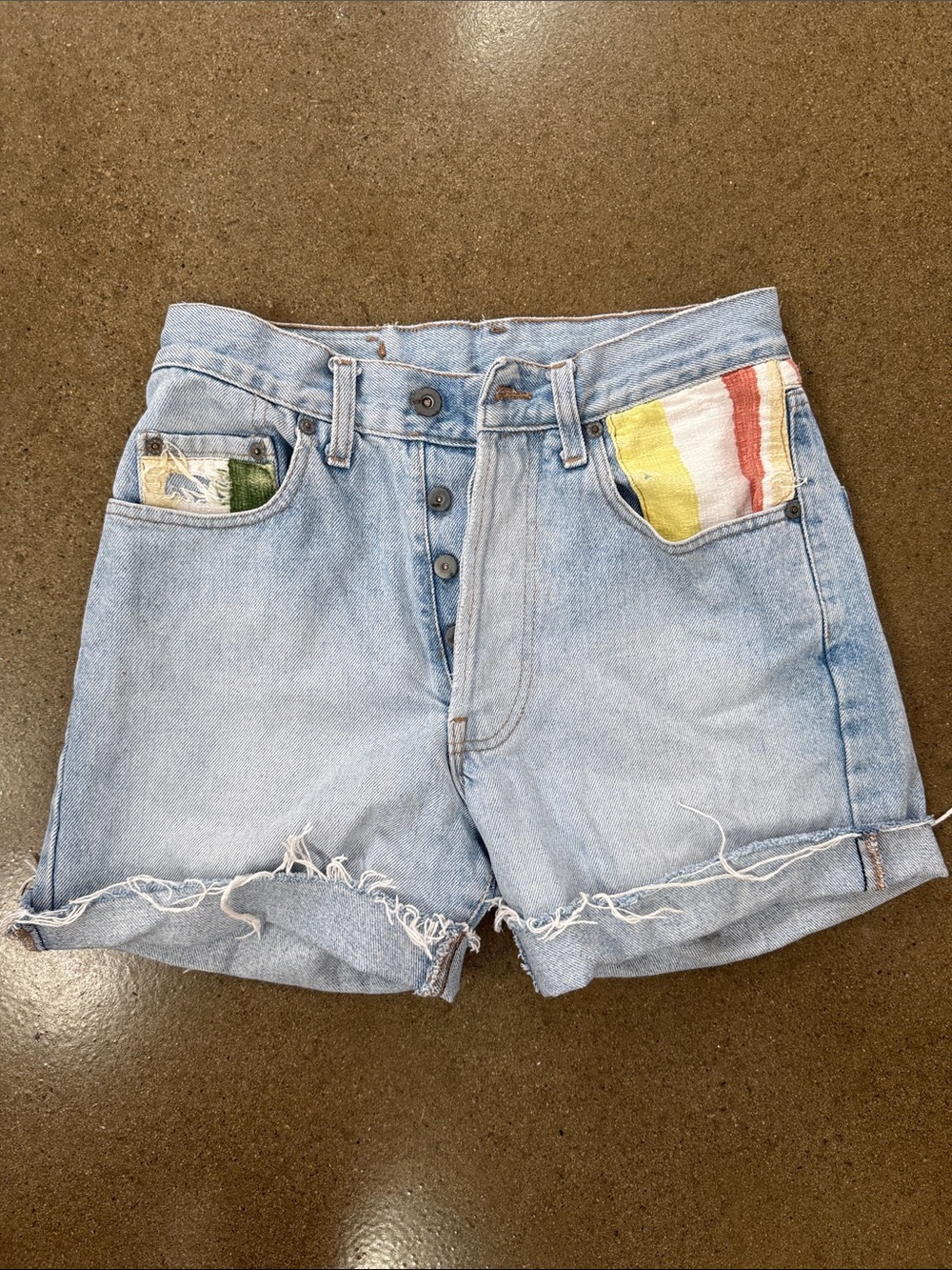 Casual Light Blue Denim Women's Shorts with Color-Trim Pocket